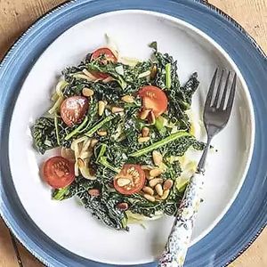 Pasta with kale and tomatoes   at The Vegan Cypress in Magione