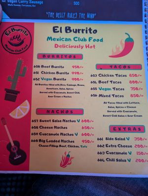 Menu for the Mexican place next door at Ethos Conscious Food in Nairobi