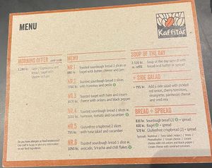 Menu  at Kaffitar - Bankastræti in Reykjavik