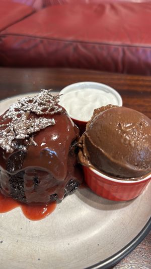 Choc cake with vegan gelatoo  at Rollickin Gelato Cafe in Christchurch
