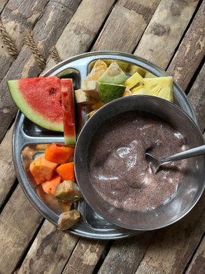 Vegan breakfast  at Sadhana Forest Seva Kitchen in Auroville