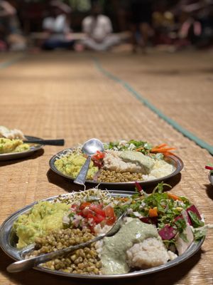 Lunchtime  at Sadhana Forest Seva Kitchen in Auroville