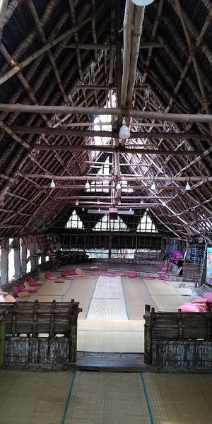 In the Main Hut all eat together (at the same time; 6pm; be punctual 🙂) at Sadhana Forest Seva Kitchen in Auroville