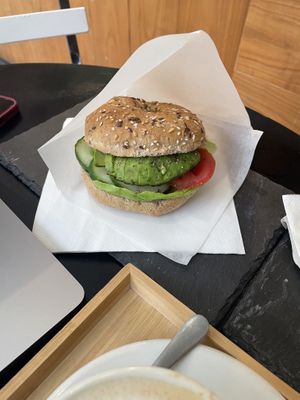 Vegan avocado bagel  at Robert Capa Café in Budapest