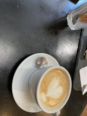 cappuccino with soy milk  at Robert Capa Café in Budapest