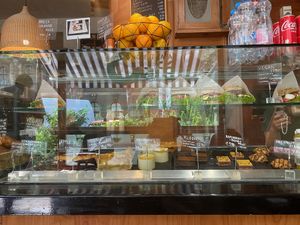 food options (vegan cakes as well as a vegan bagel)   at Robert Capa Café in Budapest