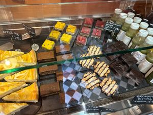 Raw vegan: ‘flodni’, strawberry-vanilla cake, mango-lime cake, raspberry cake🍰
Vegan chocolate cake
 at Robert Capa Café in Budapest