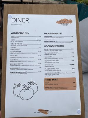 Menu  at Buurten in de Fabriek in Utrecht