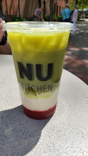 Stawberry Matcha with Oat Milk at NU Kitchen in Newburyport