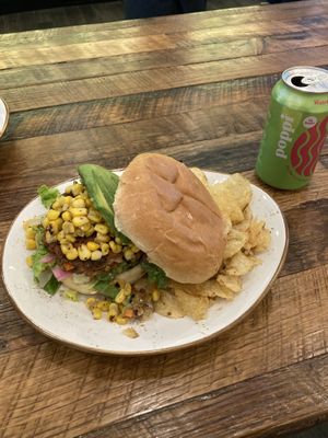 the vegan big green earth burger 🍔   at NU Kitchen in Newburyport