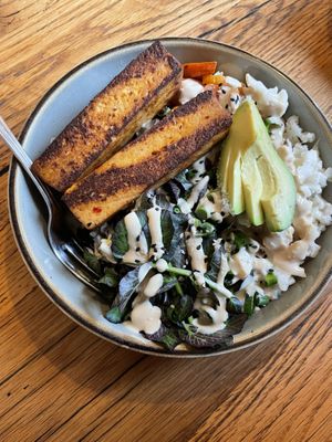 Buddha bowl with chili glazed tofu   at NU Kitchen in Newburyport