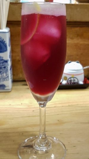 Homemade shiso cocktail at Heianraku in Takayama
