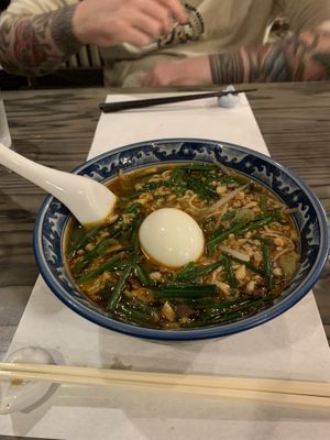Red ramen with hard boiled egg (the egg was my choice to have)  at Heianraku in Takayama
