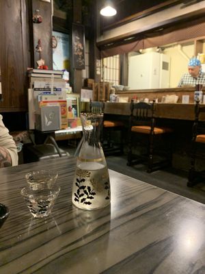Cute little bottle of sake   at Heianraku in Takayama