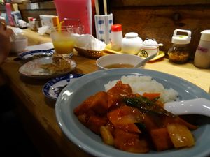 Delicious food at the bar at Heianraku in Takayama