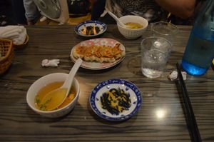 Miso soup and gioza at Heianraku in Takayama