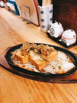 Tofu with rice and mushrooms  at Heianraku in Takayama