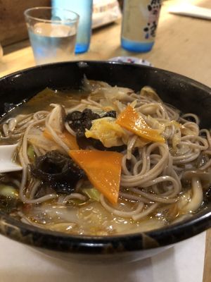 Vegan soba noodle soup at Heianraku in Takayama