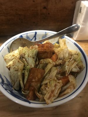 stir fried cabbage with tofu in sweet miso sauce  at Heianraku in Takayama