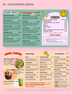 current menu - june 2024  at Happies in St Catharines