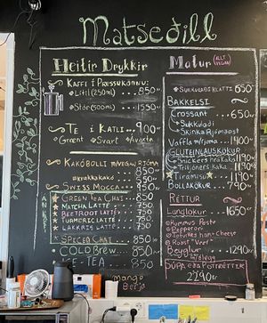 Menu board   at Valkyrjan Bistro & Bar in Reykjavik