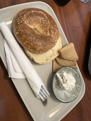 Vegan tofurkey cream cheese bagel   at Valkyrjan Bistro & Bar in Reykjavik