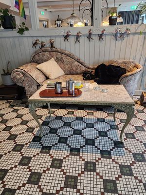 The comfiest seating for breakfast at Valkyrjan Bistro & Bar in Reykjavik