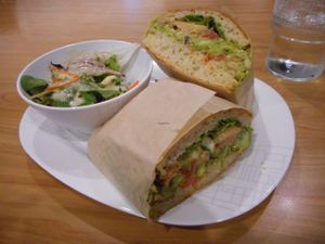 tempeh pesto sandwich at Urban Herbivore - Eaton Centre in Toronto