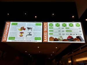 Signs at Urban Herbivore. at Urban Herbivore - Eaton Centre in Toronto