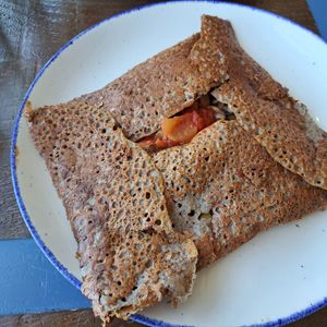 Savoury galette at Crêpe Maison in Guernsey