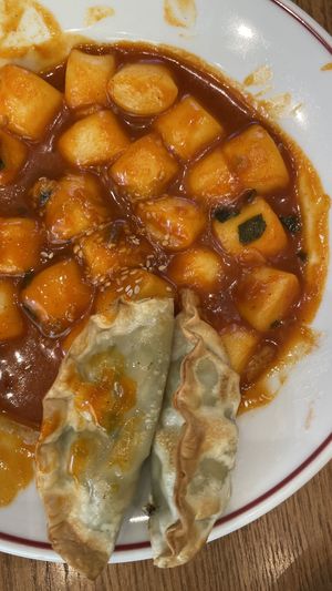 Toekkbokki with mandu  at Cosmos Grocery Cafe in Seoul
