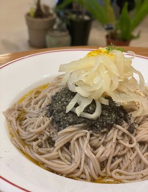 Yuja perilla oil noodle. Fresh and nutty flavoring   at Cosmos Grocery Cafe in Seoul