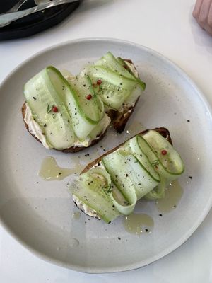 Cucumber and tofu sandwich  at Cosmos Grocery Cafe in Seoul