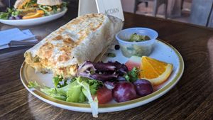 Breakfast burrito, eggs at Kiva Koffeehouse in Escalante