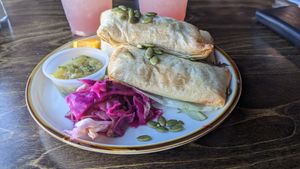 Zucchini Tamales, vegan at Kiva Koffeehouse in Escalante