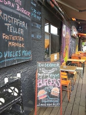 Front of cafe at EmmaPea Vegan Food and Bar in Berlin