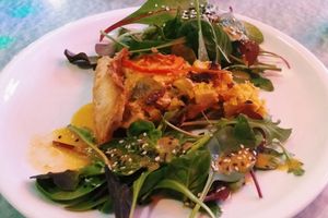 Mushroom Spinach Potato Quiche at EmmaPea Vegan Food and Bar in Berlin