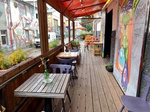 outside at EmmaPea Vegan Food and Bar in Berlin