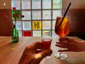 cheers 🍻 at EmmaPea Vegan Food and Bar in Berlin