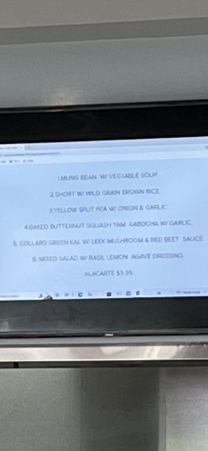 today’s menu  at Himalaya Vegan in Sacramento