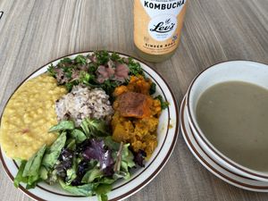 I had the “moderate” portion lunch so I’d have room for the chocolate pie.  Everything was tasty and very satisfying. I want to eat here at least once a week.  at Himalaya Vegan in Sacramento