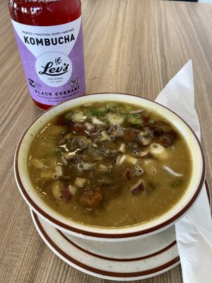 G-Bom soup without cilantro, and their special low-sugar booch  at Himalaya Vegan in Sacramento