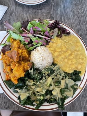 Thanksgiving lunch. Amazing taste and super healthy. Craving more of the collard greens   at Himalaya Vegan in Sacramento