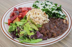 Delicious greens, rice and beans   at Himalaya Vegan in Sacramento