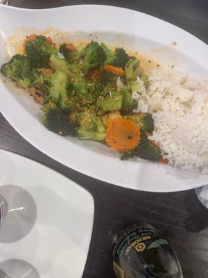 Broccoli stir fry with fried tofu.  at Tai Kitchen in Branson