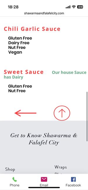 Sauce labels  at Shawarma & Falafel City in Calgary