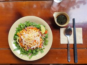 I had the Healthy Mixed Pho Lut (Brown Rice Noodle) 65k - delicious!!💚 at CHAYFOOD in Hanoi
