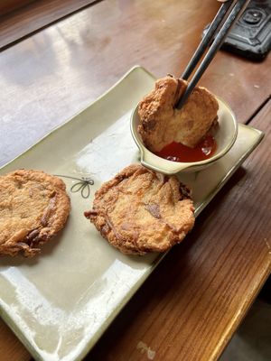 Mushroom and tofu fritters  at CHAYFOOD in Hanoi