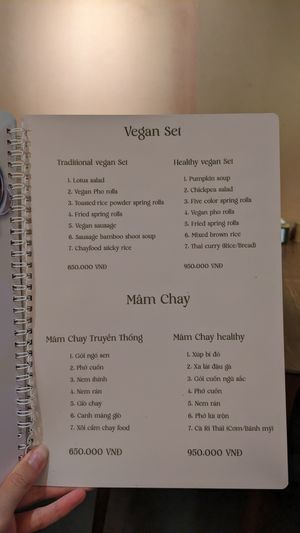 Fully vegan menu at CHAYFOOD in Hanoi