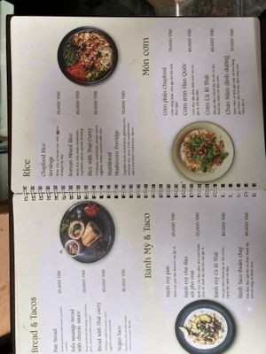 part of the menu   at CHAYFOOD in Hanoi